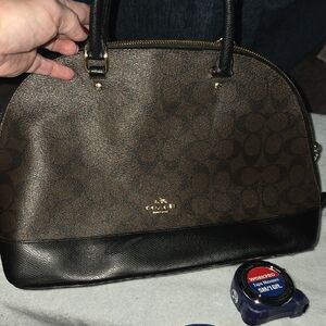 Coach Signature Brown and Black Satchel